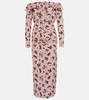 Floral off-shoulder silk midi dress