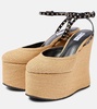 LA leather-trimmed paper straw wedges