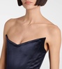 Asymmetric satin corset dress
