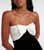 Bow-detail strapless velvet minidress