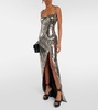 Chain-detail snake-print gown