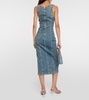 Embellished denim midi dress
