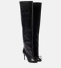 Bow-detail leather over-the-knee boots