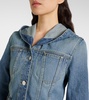 Cropped hooded denim jacket