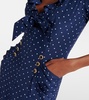 Polka-dot bow-detail silk midi dress