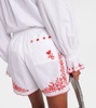 Hearts embroidered cotton shorts