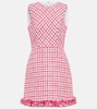 Fringe-trimmed tweed minidress
