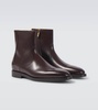 Polished leather ankle boots