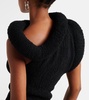 Asymmetric knitted wool-blend top