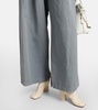 Wide-leg cotton and linen canvas pants