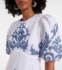 Hazel embroidered linen midi dress