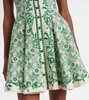 Olive printed linen and cotton minidress
