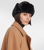 Faux fur-trimmed hat
