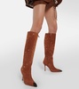 Embellished suede knee-high boots