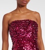 Sequined strapless gown