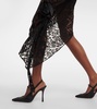 Asymmetric lace midi dress