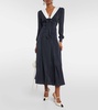 Bow-detail silk midi dress