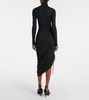 Draped wool turtleneck dress