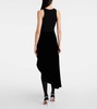 Asymmetric velvet midi skirt