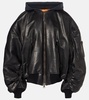 Oversized leather bomber jacket