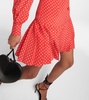 Polka-dot pleated minidress