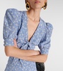 Bow-detail printed silk minidress