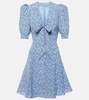 Bow-detail printed silk minidress