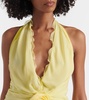 Halterneck silk georgette maxi dress