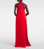 Embellished halterneck satin gown