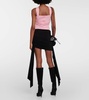 Floral-appliqué jersey miniskirt 
