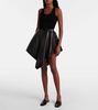 Asymmetric leather miniskirt