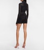 Crystal-embellished ruched miniskirt