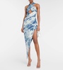 Printed cut-out midi dress