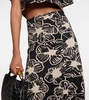 Asymmetric printed maxi skirt