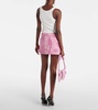 Camouflage denim cargo miniskirt