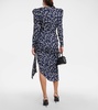 Printed silk wrap midi dress