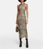 Sequined cutout midi dress