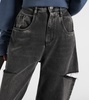 Cutout high-rise tapered jeans