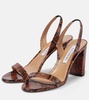 85 snake-effect leather slingback sandals
