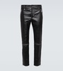 Leather straight pants