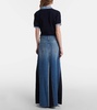 Patchwork high-rise denim maxi skirt