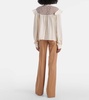 Bow-detail lace-trimmed silk blouse