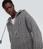 Cable-knit virgin wool hoodie