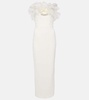 Organza-trimmed cady bustier gown