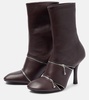 Peep leather ankle boots