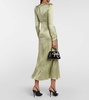 Silk satin midi dress w/ bow & cutout