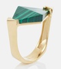 Deco Rombo 9kt gold ring with malachite