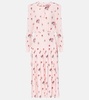 Floral pleated silk midi dress