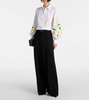 Floral cotton-blend poplin shirt