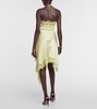 Lace-trimmed satin midi dress